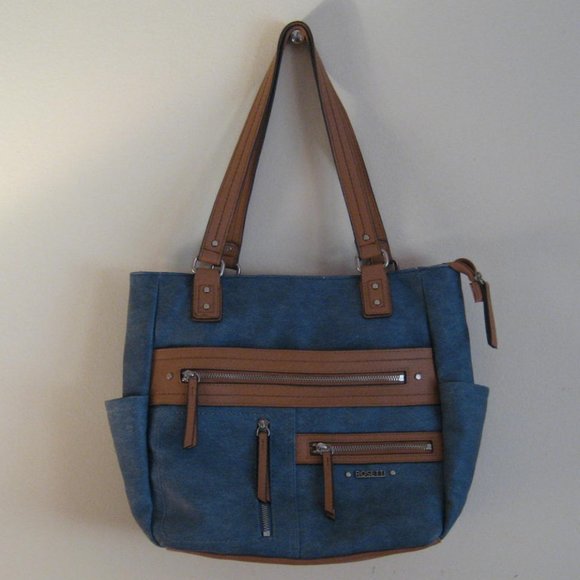 Rosetti Faux Leather Blue Denim Bag, Medium - Picture 1 of 9